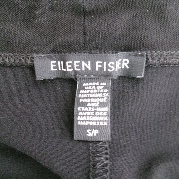 Eileen Fisher Jet Black Pull On Relaxed Straight Leg Stretchy Pants SP MP S / M - Picture 4 of 7